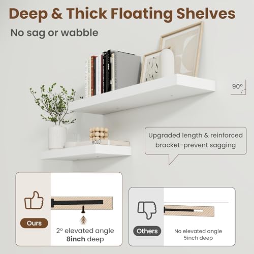 55 Inch Floating Shelves for Wall, 8 Inch Deep, Invisible Brackets - Image 4