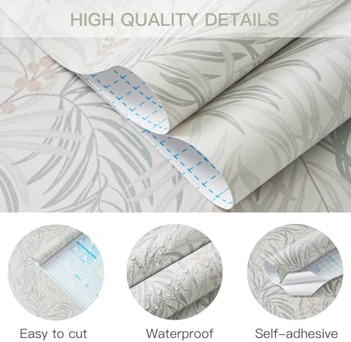 Ismoon Boho Wallpaper Peel and Stick Dusty Green Botanical Wallpaper 17.3in - Image 4