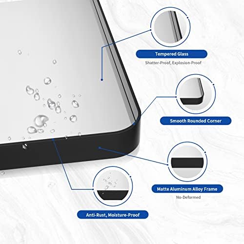 WEER Black Bathroom Vanity Mirror 48X36 Inch - Image 3