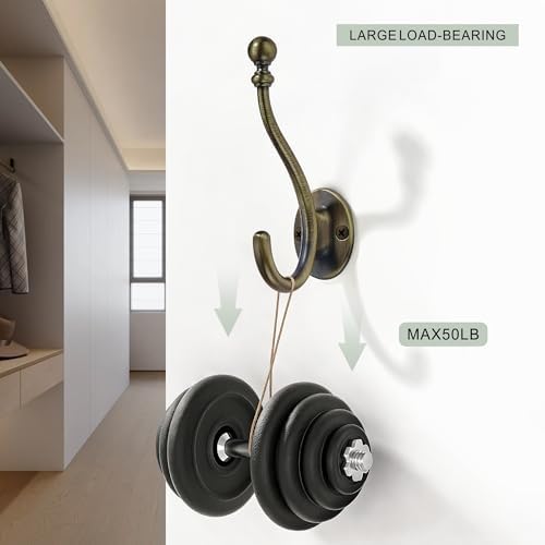 AVICCI 5 Pack Coat Hooks Brushed Brass Coat Hook, Heavy Duty Hooks Decorative - Image 4