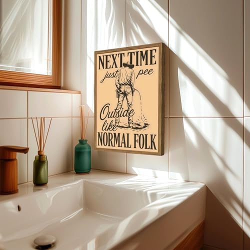 Funny Western Cowboy Bathroom Wall Art Vintage Next Time Pee Outside Like - Image 5