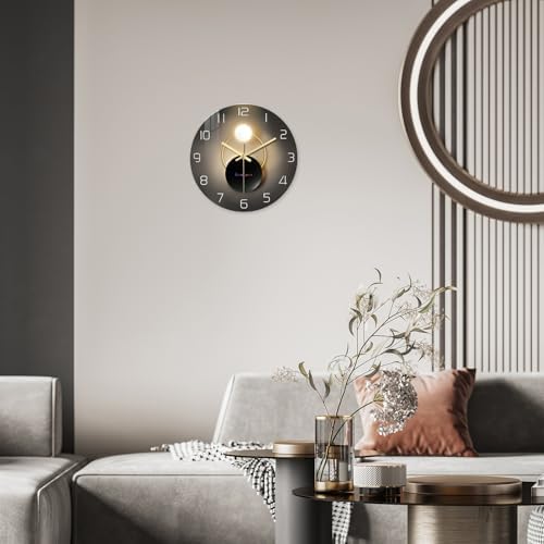 Black and Gold Glass Wall Clock 12 Inch - Image 4