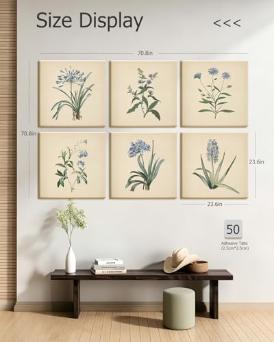 InSimSea Acoustic Wall Art, 72x48 In, Vintage Botanical Art - Image 2