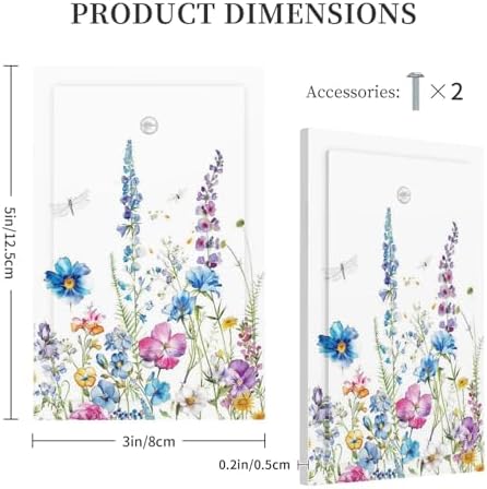 Light Switch Cover Plate Boho Colorful Flowers Plants And Dragonflies 1 Gang No - Image 5