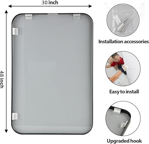 48x30 Inch Black Wall Mirror for Bathroom, Brushed Metal Framed Mirror - Image 6