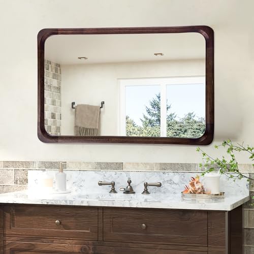 Tanmicoshomy Solid Wood Bathroom Mirror 20x30 Inch, Rustic Wall Decor - Image 6