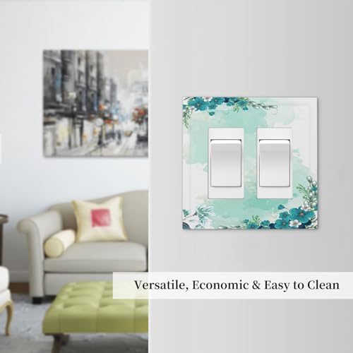 Decorative Outlet Covers Blue Green Flowers Light Green Watercolor Patterns 2 - Image 7