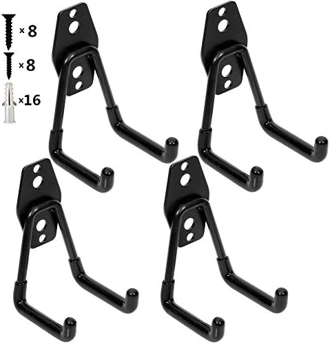 Garage Utility Double Hooks, Heavy Duty Steel Wall Mount Storage Organizer by Yisunnan