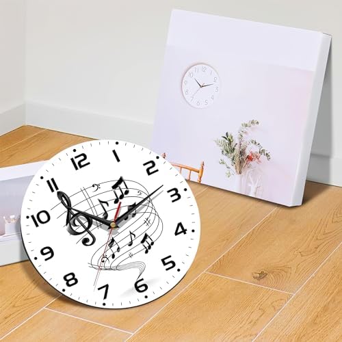 Music Notes Wall Clocks Wooden Wall Clock Art Hanging Clocks Silent Non-Ticking - Image 6