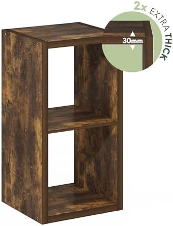 Furinno Cubicle 2-Cube Book Shelf, Extra Thick Frame Bookshelf, Amber Pine - Image 6