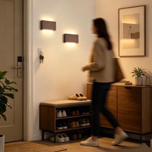 Modern LED Wall Sconce, Linear Wood Wall Mounted Lamps, Minimalist Up Down Wall - Image 4