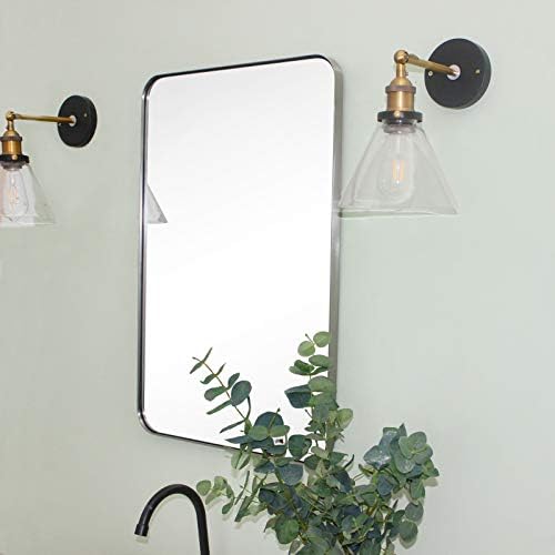 GRACTO 20x30 inch Brushed Nickel Stainless Steel Metal Framed Bathroom Mirror - Image 3