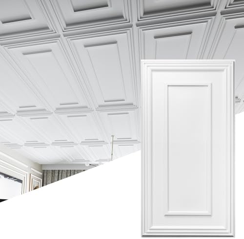 Art3d PVC Ceiling Tiles, 3D Plastic Sheet in White, 2 × 4 ft by Art3d