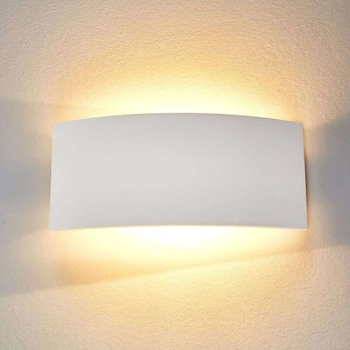 13.8" Paintable Plaster Wall Sconce Light, Modern Indoor Wall Lighting by Lucande
