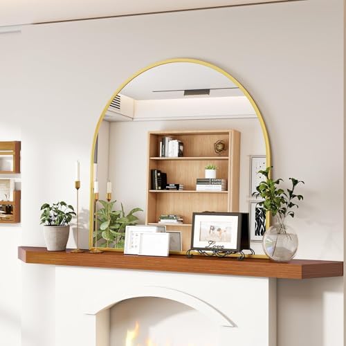 VooBang Wide Arched Wall Mirror, 31 x 32 inch Arch Bathroom Mirror Gold by VooBang