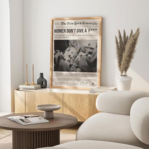 Vintage Black And White Wall Art 8x10in Wood Grain Frame Trendy Girly Newspaper - Image 4