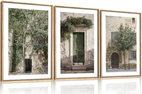 HOURIA Vintage Italy City Landscape Framed Canvas Wall Art Set- 24"x36"x3 by HOURIA