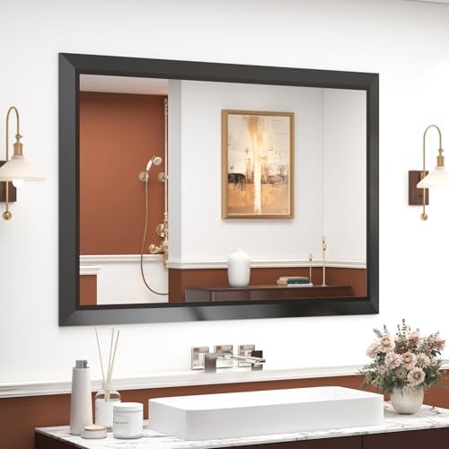 SMIROR 40x30 Matte Black Bathroom Vanity Mirror by SMIROR