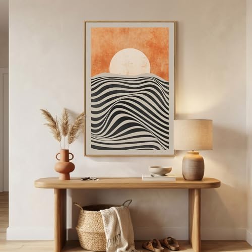Framed Mid Century Modern Boho Sunset Wall Art - Image 4