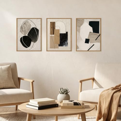 BINCUE Framed Abstract Wall Art Neutral Modern Wall Decor - Image 3