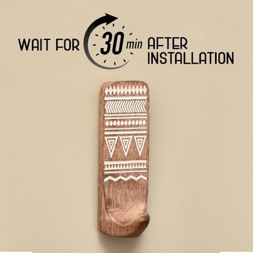 Indian Shelf 6 Wooden Adhesive Wall Hooks - Image 2