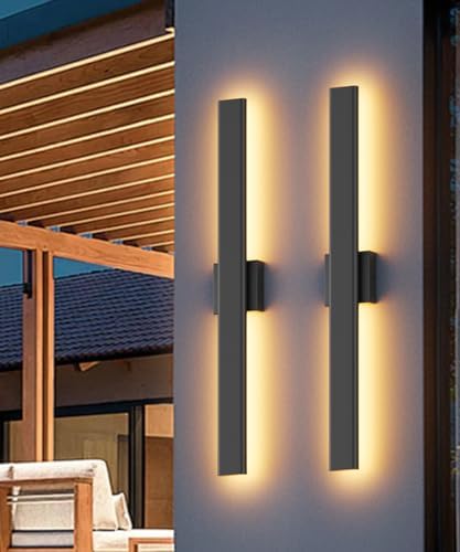 Aipsun 2 Packs LED Outdoor Wall Lights, 3000K 4000K 6000K, 23.6in Modern Black by Aipsun