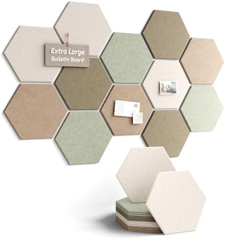 Fluxynara Extra Large 12-Pack Felt Bulletin Board Tiles, Linen Dusk by FLUXYNARA