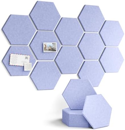 Fluxynara 12-Pack Hexagon Felt Bulletin Board Tiles, Soft Periwinkle by FLUXYNARA