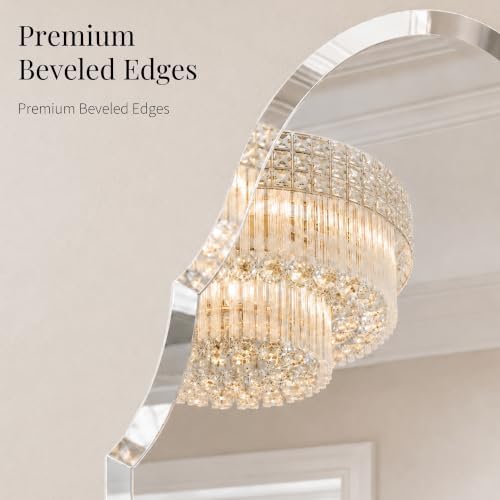 20x36 Inch Scalloped Arch Frameless Beveled Wall Mirror - Image 5
