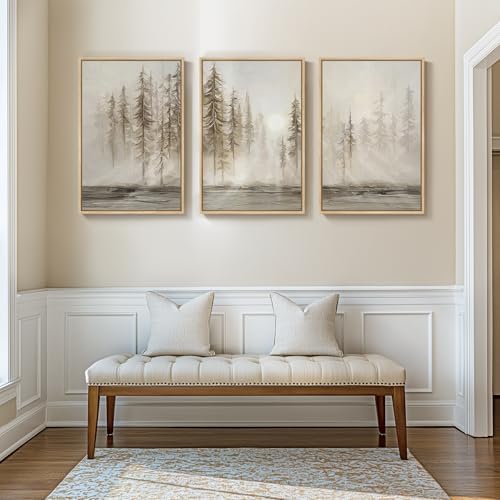 Large Framed Neutral Abstract Landscape Wall Art - Image 4