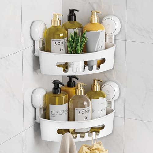 LEVERLOC Corner Shower Caddy Suction Cup, shower shelves suction cup by LEVERLOC