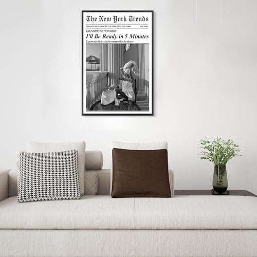 Vintage Black White Newspaper Canvas Wall Art I'Ll Be Ready In 5 Minutes - Image 5