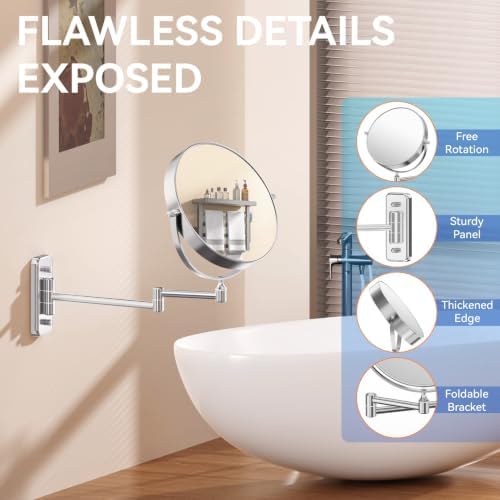 Auxmir 8" Double-Sided Wall-Mounted Makeup Mirror, 1X/30X Magnifying Mirror - Image 6