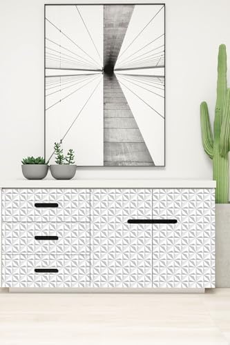 3D Flat Visual Effect Wallpaper Peel and Stick 23.6"x196.8" White Diamond by WEISENI