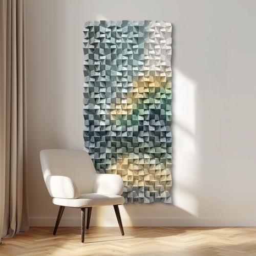 LIUZEYUE Faceted Geometric Mosaic, Dimensional Wood Wall Art, Wooden Decor by Unknown