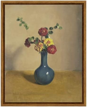 VIYYIEA Vintage Framed Flower Vase Wall Art Still Life Painting 8x10 Inch by VIYYIEAART