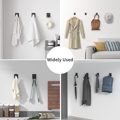 DELITON 8 Pack Adhesive Towel Hooks, Matte Black Wall Hooks - Image 6
