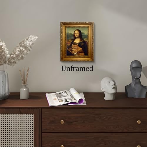 Funny Mona Lisa Cat Wall Art, Vintage Renaissance Mona Lisa Holding Orange - Image 2