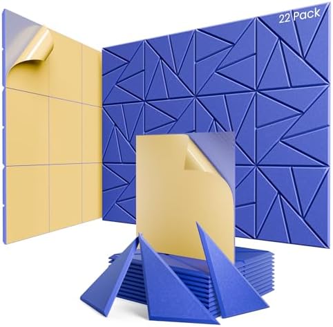 22 Pack Self-Adhesive Acoustic Panels, Sound Proof Foam Panels by ROOME
