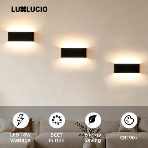 15.4" Hardwired Black Rectangular Indoor Up Down LED Vanity Light - Image 2
