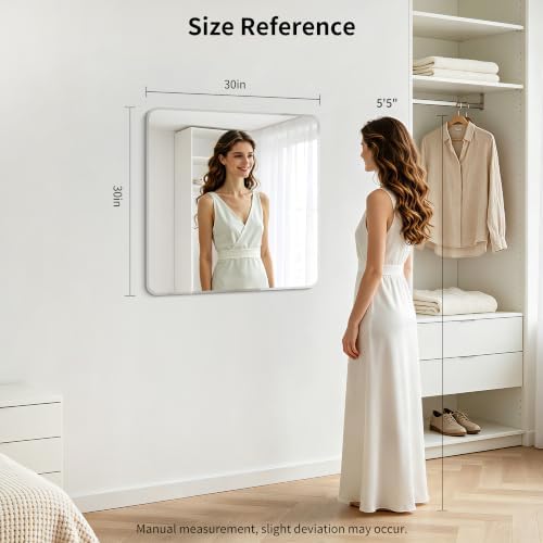 CILIBER Beveled Mirror, 30x30 Square Bathroom Mirror Rounded Corner, 3mm - Image 5