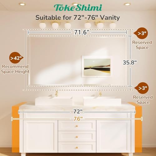 TokeShimi Bathroom Vanity Mirror Frameless - Image 2