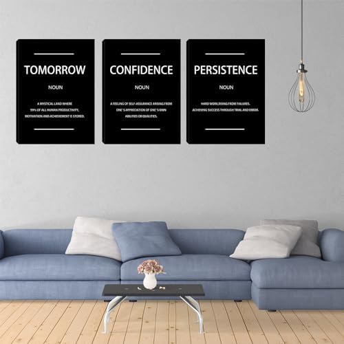 Large Inspirational Confidence Wall Art Noun Poster 3 Pieces Persistence Canvas - Image 2