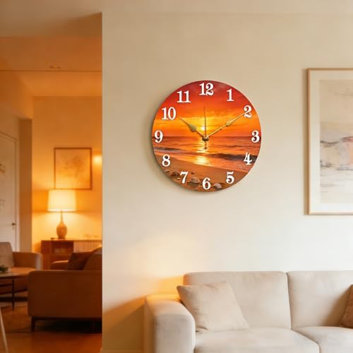12 Inch Wooden Wall Clock, Silent Non-Ticking Battery Operated - Image 4