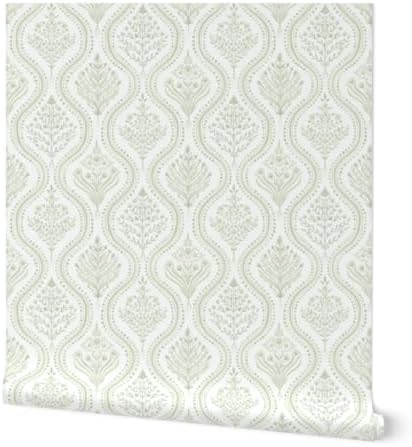 Spoonflower Green Paisley Vine Peel and Stick Wallpaper by Spoonflower