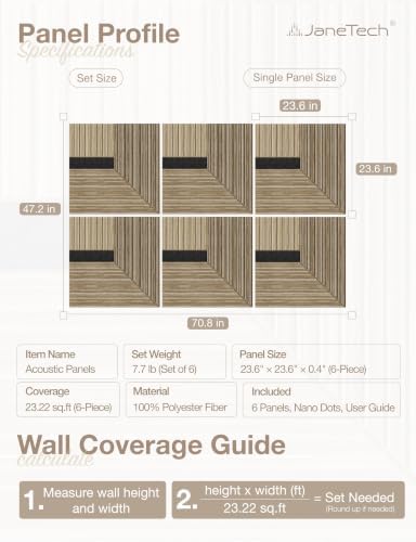 JaneTech 6 Pack Wood Acoustic Panels, Decorative Acoustic Wall Panels Sound - Image 3