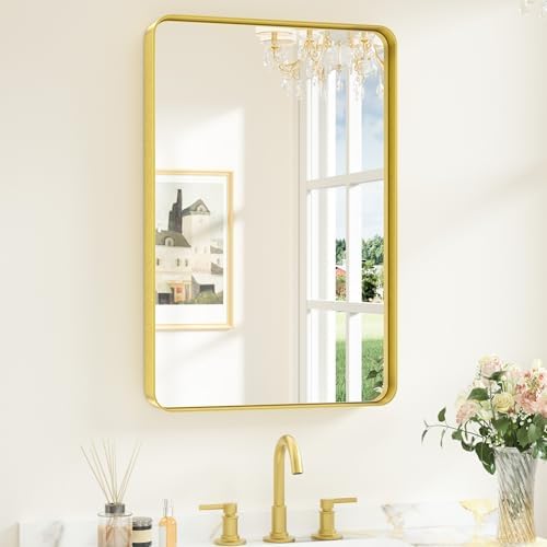 Keonjinn 20 x 30 Inch Gold Bathroom Mirrors by Keonjinn