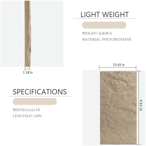 4-Pack 3D Faux Stone Wall Panels Rock Wall Panel Stone Yellow - Image 2