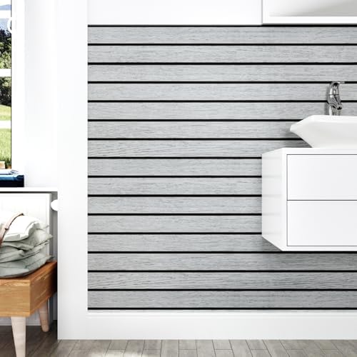 Wallercity White/Gray Self Adhesive Wood Slat Wall Paneling 3D Panels - Image 7