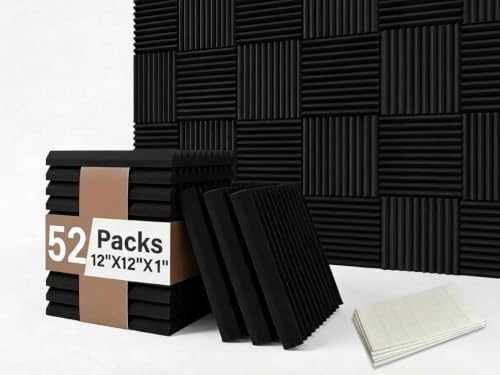52 Pack Acoustic Foam Panel Wedge Studio Soundproofing Wall Tiles 12" X 12" X 1" by XIN%26LOG